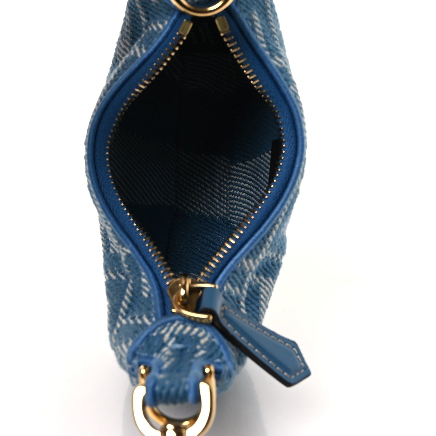 Denim Effect Fabric Jacquard FF Nano Fendigraphy Hobo Charm Blue