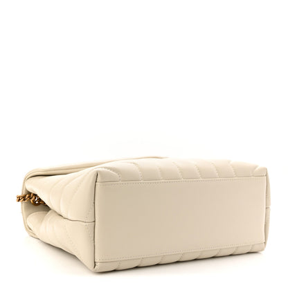 Calfskin Y Quilted Monogram Small Loulou Chain Satchel Crema Soft