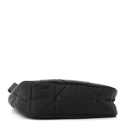 Re-Nylon Triangle Padded Patchwork Shoulder Bag Black