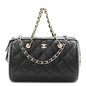 Caviar Quilted Barrel Clutch With Chain  Black