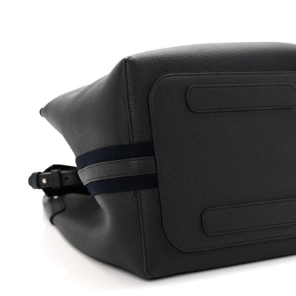 Grained Calfskin Large Bale Bag Navy Blue