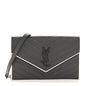 Grain De Poudre Matelasse Chevron Monogram Envelope Chain Wallet Asphalt White