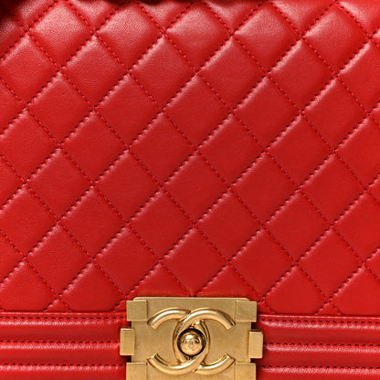 Lambskin Quilted New Medium Boy Flap Red