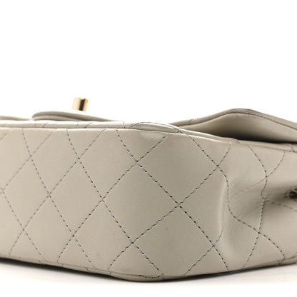 Lambskin Quilted Mini Rectangular Flap Grey