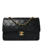 Lambskin Quilted Medium Double Flap Black