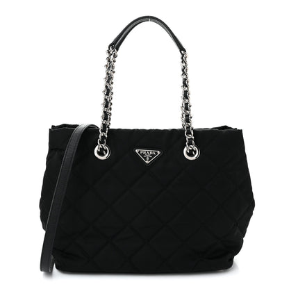 Nylon Tessuto Impuntu Quilted Tote Black