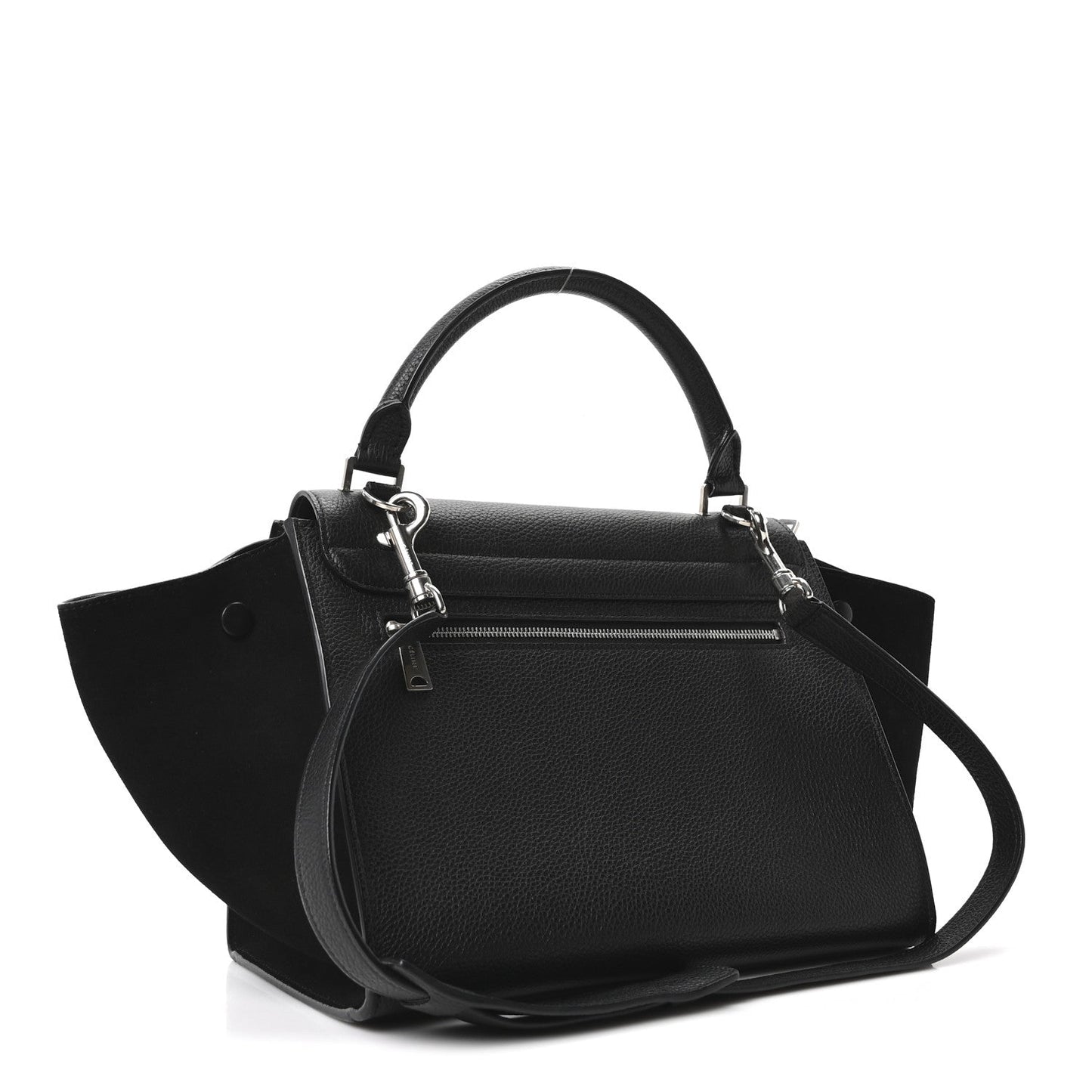 Drummed Calfskin Suede Small Trapeze Black