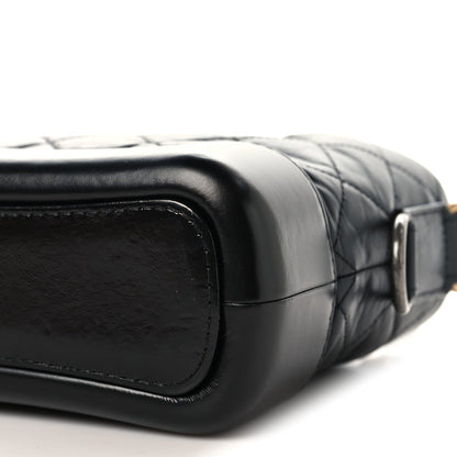 Aged Calfskin Quilted Small Gabrielle Hobo Black