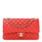 Lambskin Quilted Medium Double Flap Red