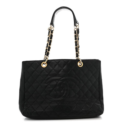 Caviar Quilted Grand Shopping Tote GST Black