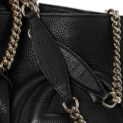 Pebbled Calfskin Medium Soho Chain Shoulder Bag Black