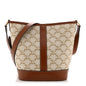 Triomphe Canvas Calfskin Small Bucket Bag White