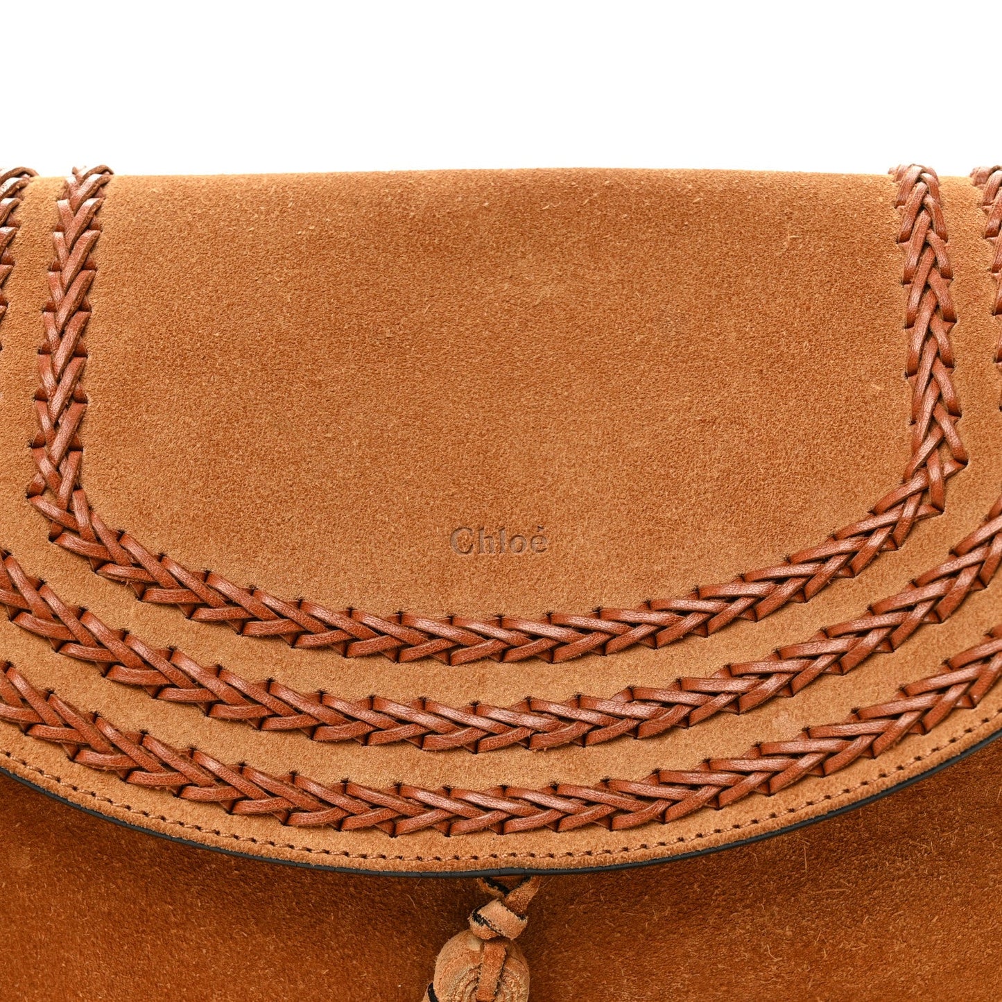 Suede Braided Medium Hudson Double Carry Shoulder Bag Caramel