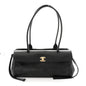 Grained Calfskin Stitched Urban Essentials Small Shopping Bag Black