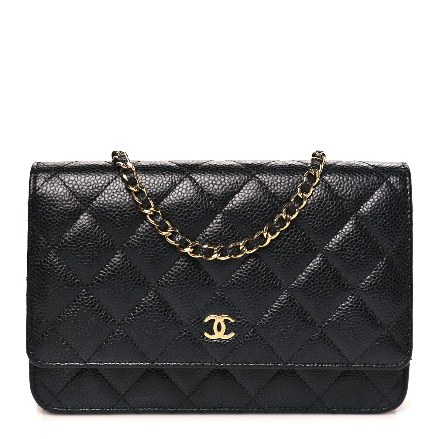 Caviar Quilted Wallet on Chain WOC Black