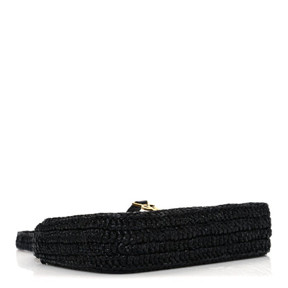 Raffia Calfskin Le 5 A 7 Mini Hobo Black