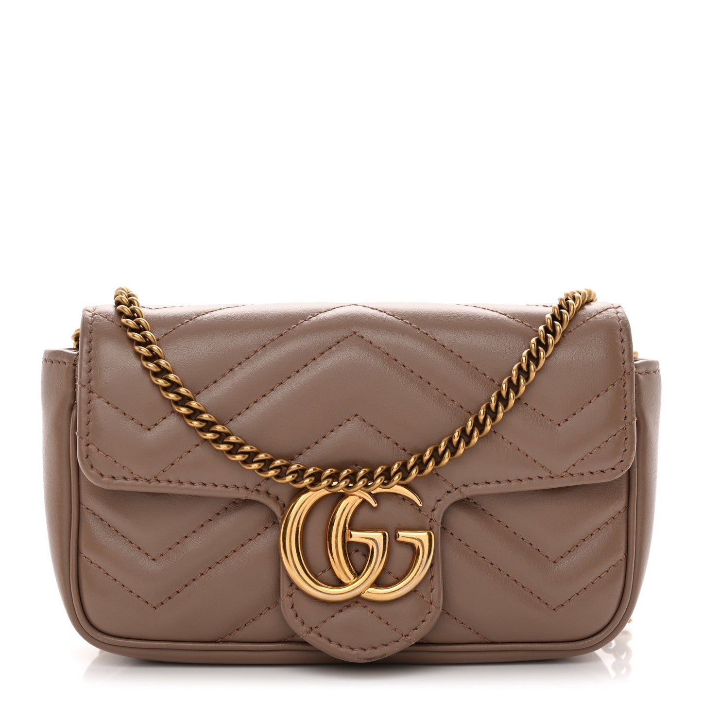 Calfskin Matelasse Super Mini GG Marmont Shoulder Bag Porcelain Rose