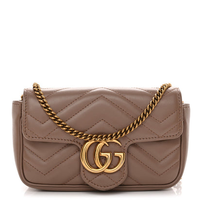 Calfskin Matelasse Super Mini GG Marmont Shoulder Bag Porcelain Rose