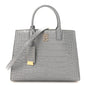 Crocodile Embossed Calfskin Mini Frances Tote Cloud Grey
