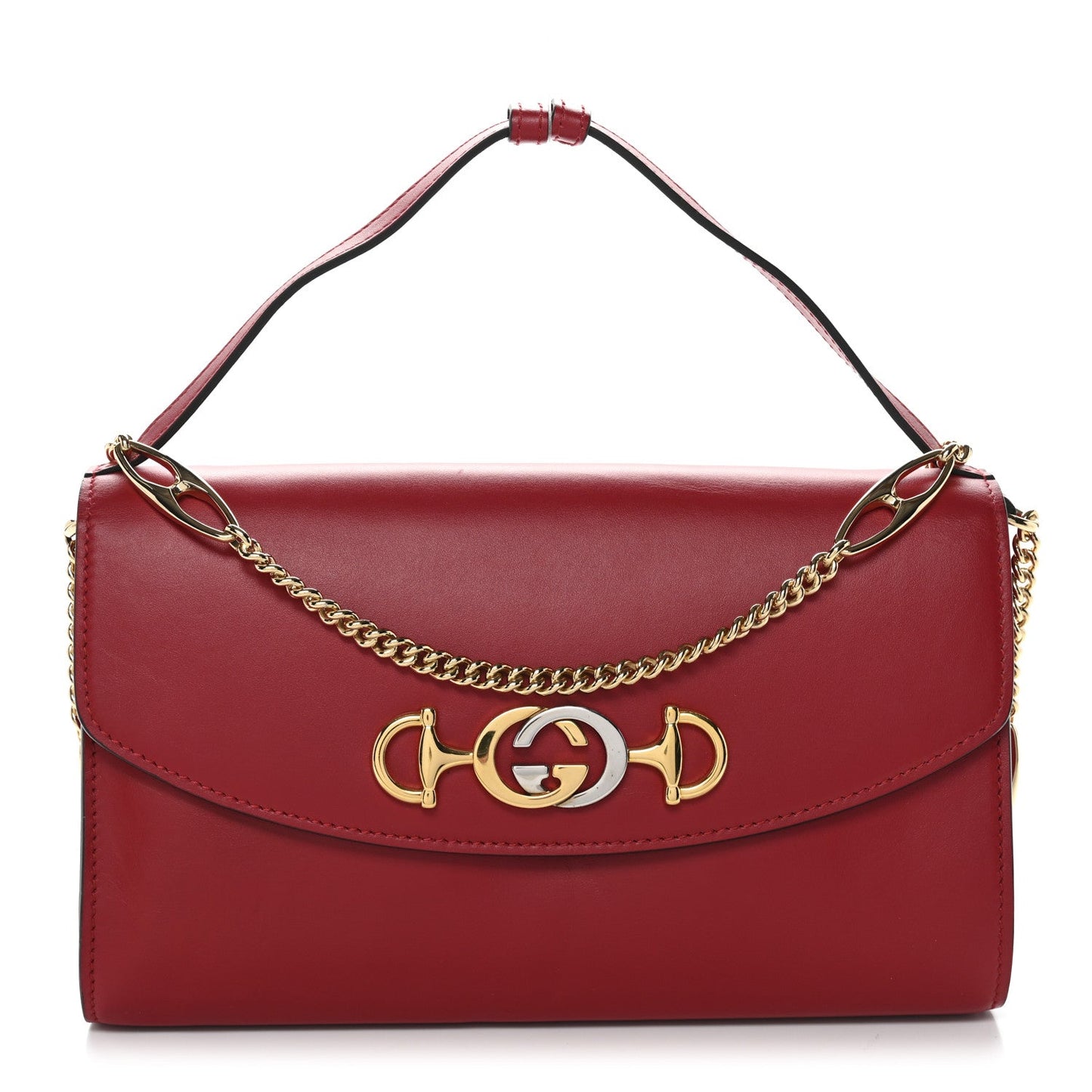 Smooth Calfskin Small Zumi Top Handle Shoulder Bag Hibiscus Red