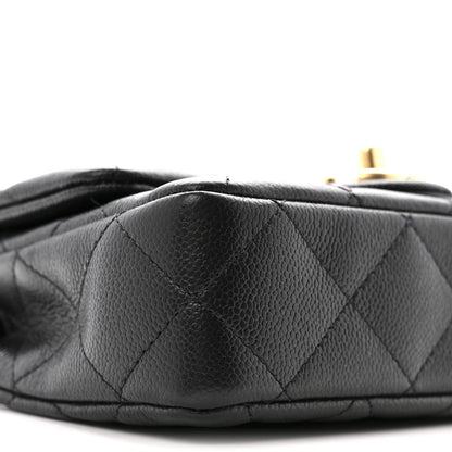 Caviar Quilted Mini Sweetheart Rectangular Flap Black