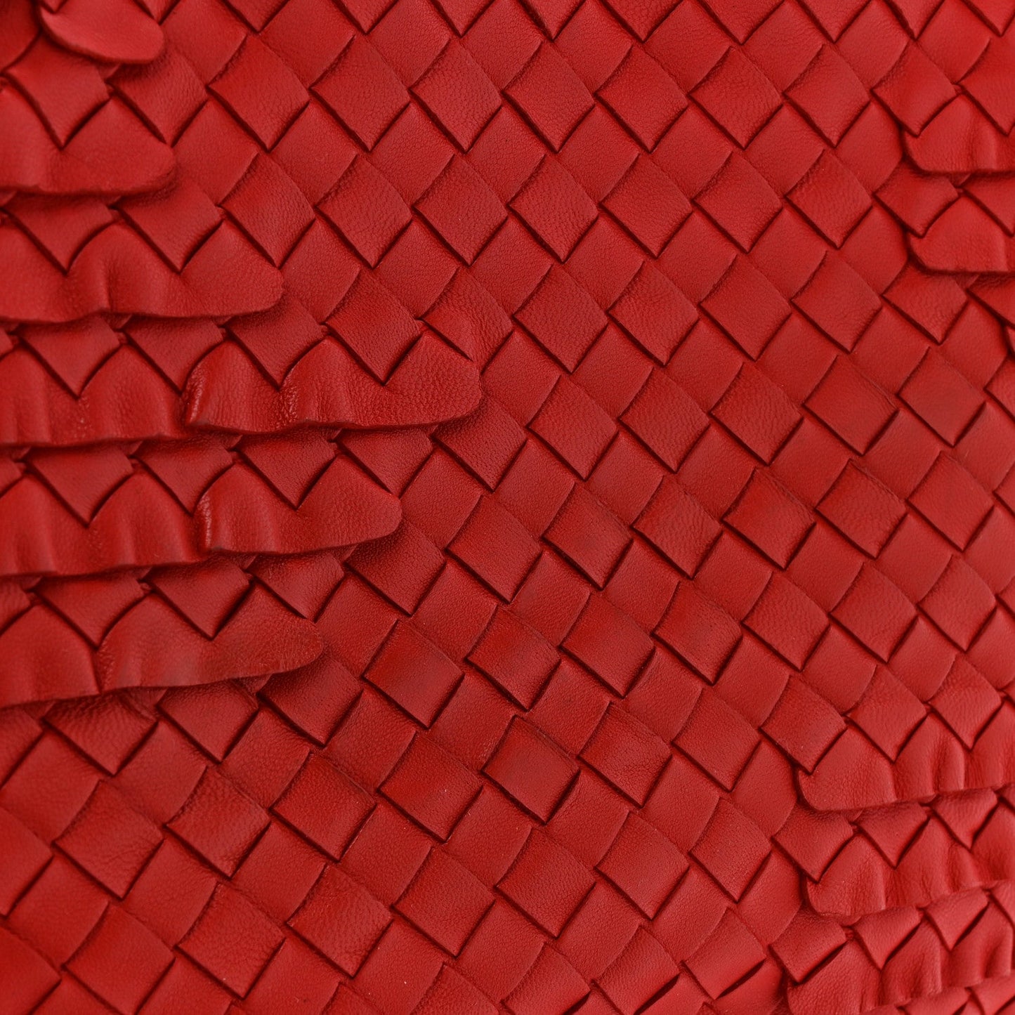 Nappa Intrecciato Ruffle Tote Red