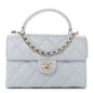 Caviar Quilted Mini Retro Twist Top Handle Flap Light Blue