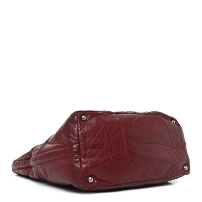 Aged Calfskin Small Shopping In Moscow Tote Burgundy