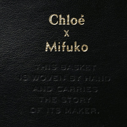 X MIFUKO Raffia Calfskin Mini Chain Basket Black