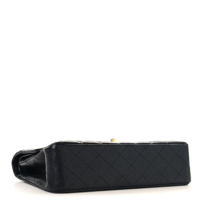 Caviar Quilted Medium Double Flap Black