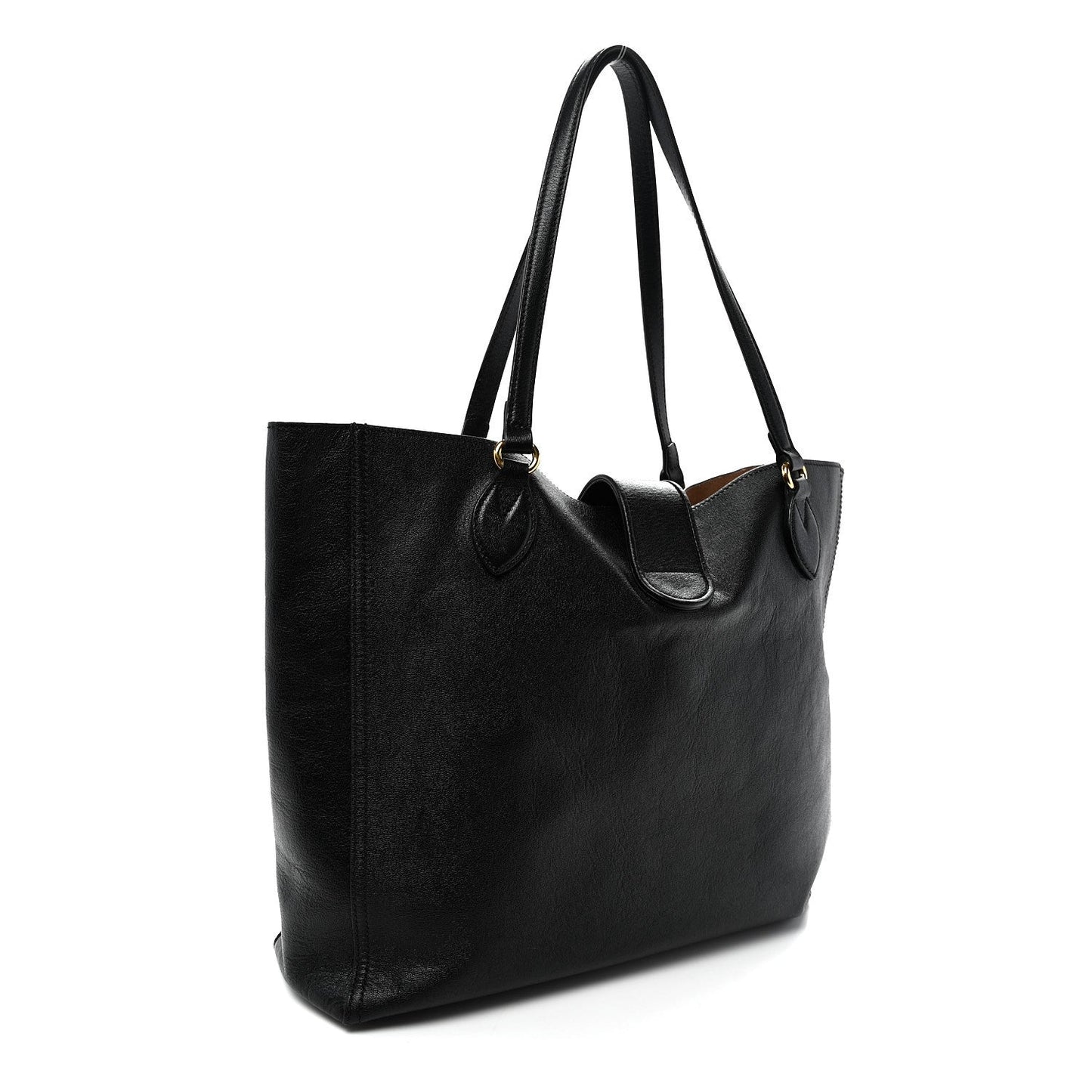 New Sakai Calfskin Lux Medium Dahlia Tote  Black