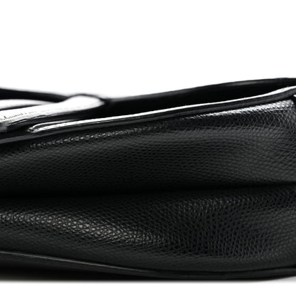 Grained Calfskin Saddle Bag Black