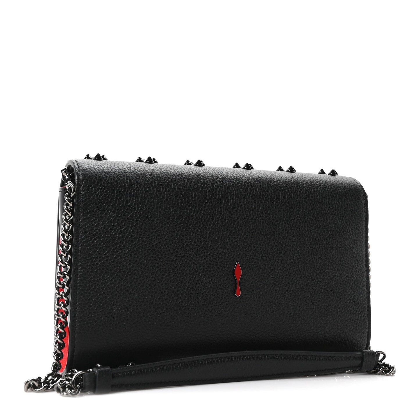 Calfskin Spikes Loubinthesky Paloma Clutch Black