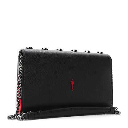 Calfskin Spikes Loubinthesky Paloma Clutch Black