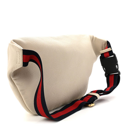 Grained Calfskin Logo Belt Bag White