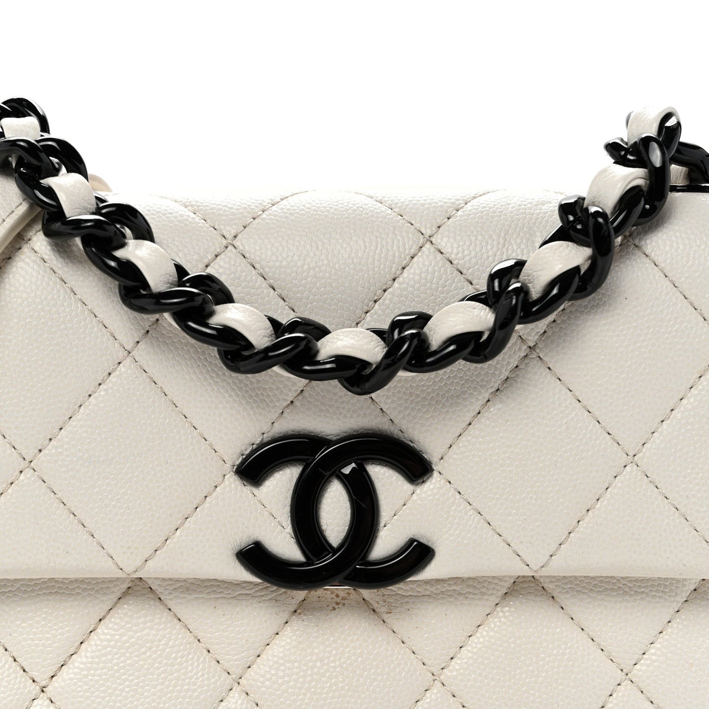 Caviar Quilted My Everything Small Flap White Black