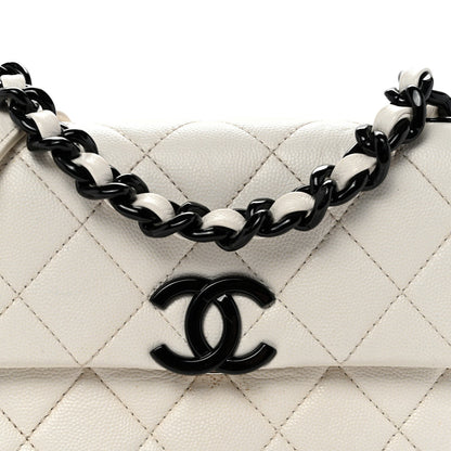 Caviar Quilted My Everything Small Flap White Black