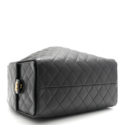 Caviar Quilted Medium Chanel 25 Handbag Black