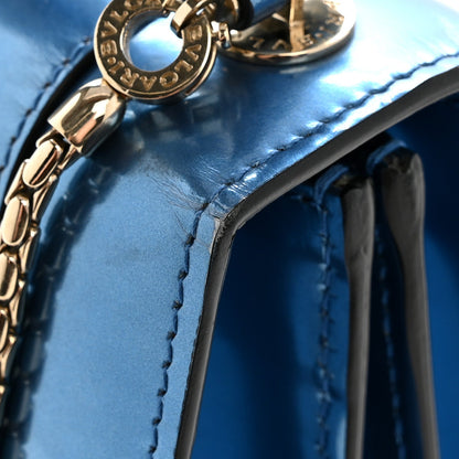 Metallic Calfskin Serpenti Forever Top Handle Blue