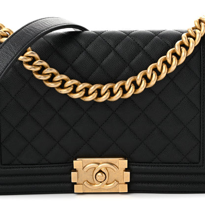 Caviar Quilted Medium Boy Flap Black