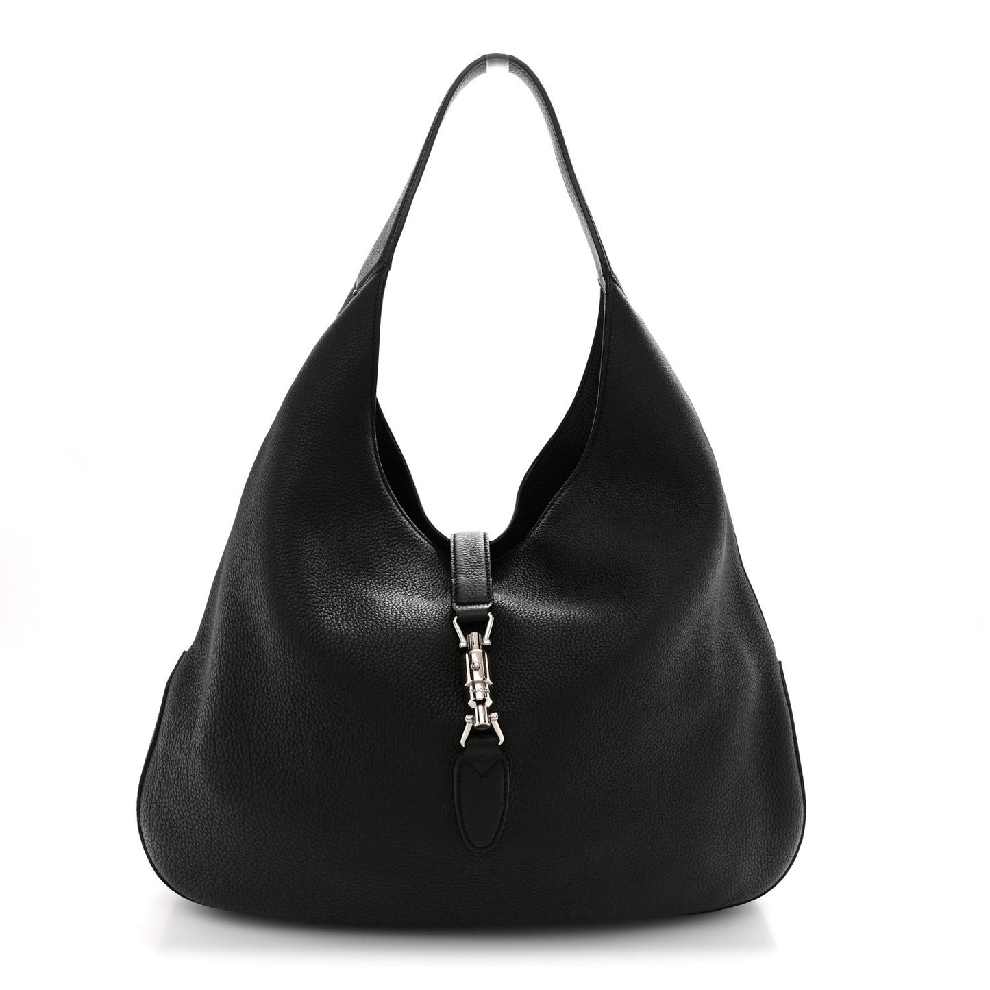 Soft Grained Calfskin Large Jackie Hobo Black