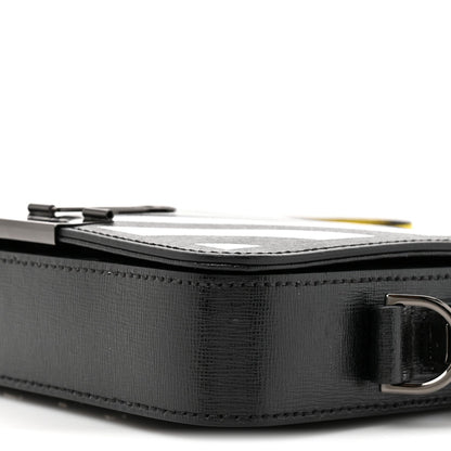 Saffiano Striped Mini Diag Binder Clip Bag Black White Yellow