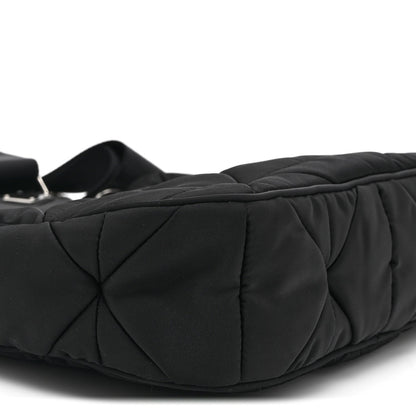 Re-Nylon Triangle Padded Patchwork Shoulder Bag Black