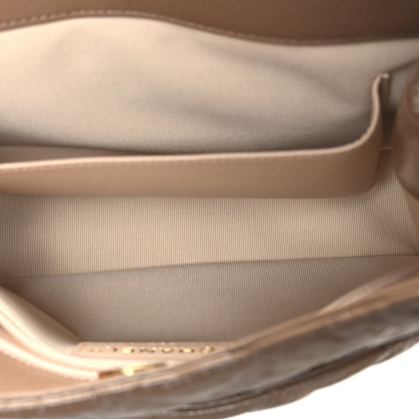 Shiny Crumpled Calfskin Quilted Wavy CC Hobo  Dark Beige