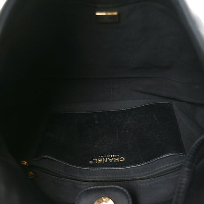 Lambskin Quilted Large CC Funky Town Hobo Black