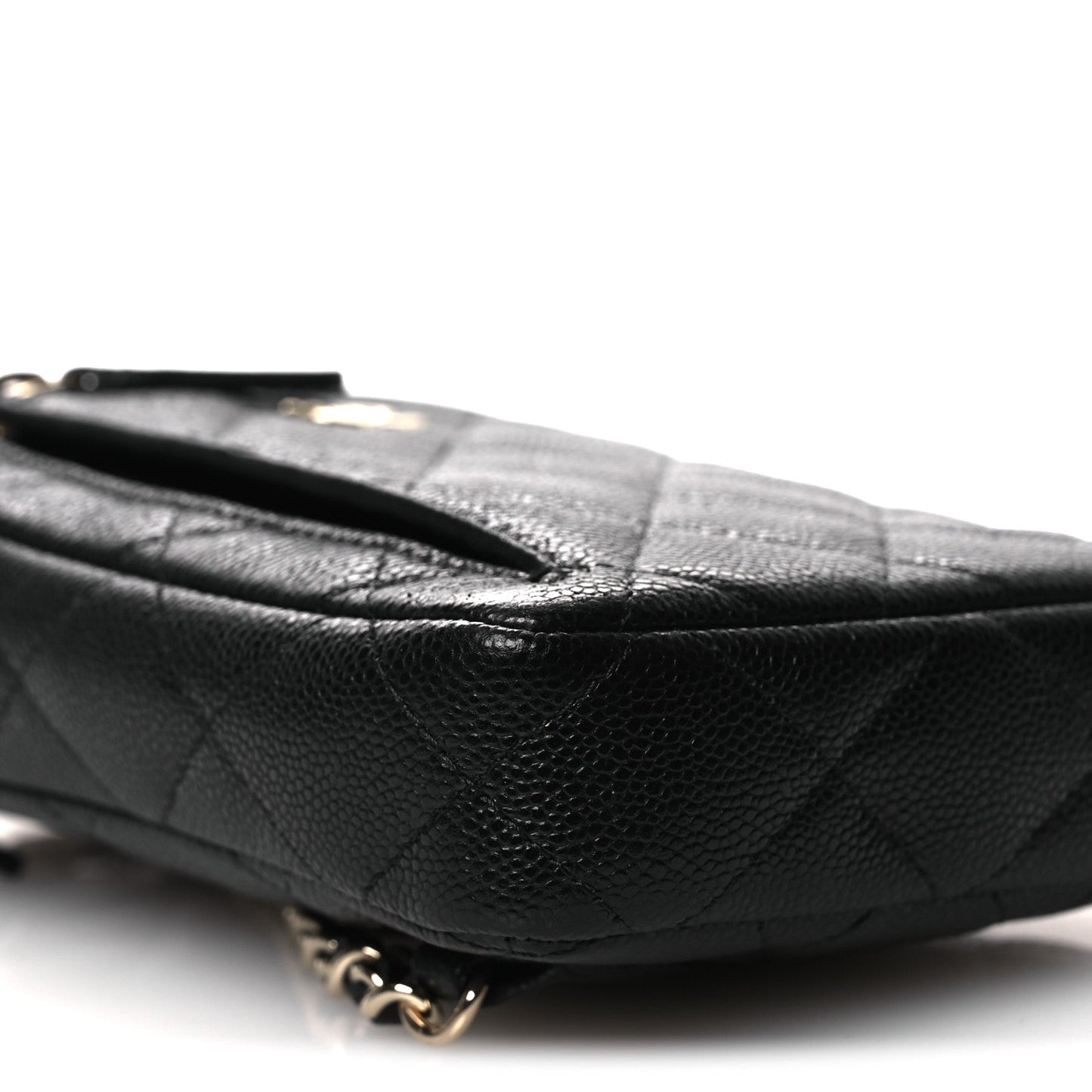 Caviar Quilted Phone Holder With Chain Black