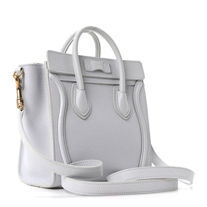 Drummed Calfskin Nano Luggage Pearl Blue