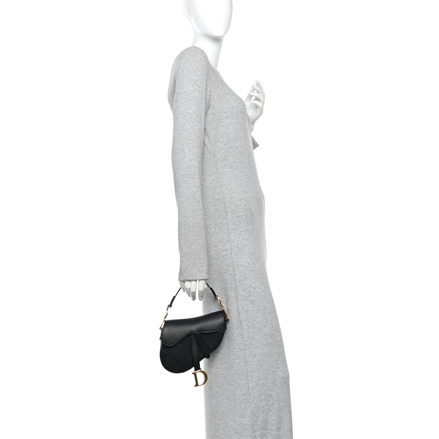 Grained Calfskin Mini Saddle Bag Black