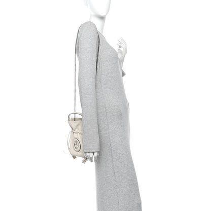 Sakai Be Green Calfskin Diagonal Stitched Mini Blondie Bucket Bag Mystic White
