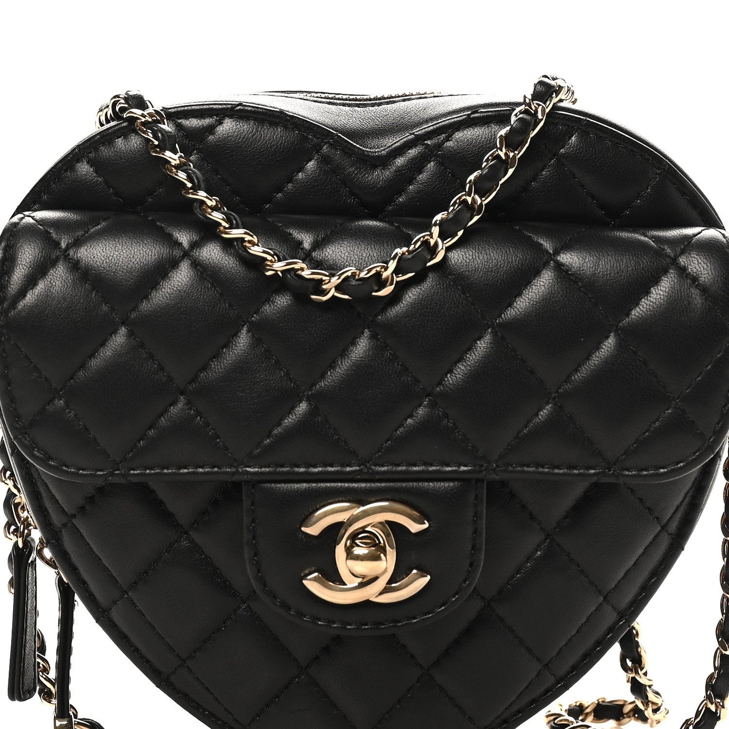 Lambskin Quilted CC In Love Heart Bag Black